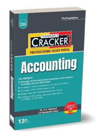 Book cover number 1 for Taxmann's Cracker - Accounting written by S. K. Agrawal, Manmeet Kaur published by Taxmann Publications Pvt. Ltd.