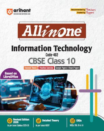 Book cover number 1 for All In One Information Technology CBSE Class 10 Code 402 (Revised Edition 2026) written by Rashi Bansal, Anurag Sharma published by Arihant Prakashan