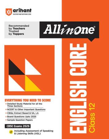 Book cover number 1 for All In One English Core Class 12 (CBSE Exams 2026) written by Parneet Kaur, Neha Singh published by Arihant Prakashan