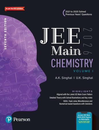 Book cover number 1 for JEE Main Chemistry Volume 1 (2021 To 2025 Solved Previous Years' Questions) 2026 written by A. K. Singhal, U. K. Singhal published by Pearson Education