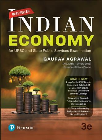 Book cover number 1 for Indian Economy (For UPSC And State Public Services Examination) written by Gaurav Agrawal published by Pearson Education
