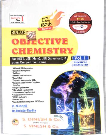 Book cover number 1 for Dinesh Objective Chemistry Volume 1, 2 & 3 (137th Edition) 2026 written by P. N. Kapil, Ravinder Chadha published by S. Dinesh & Co.