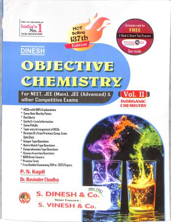 Book cover number 2 for Dinesh Objective Chemistry Volume 1, 2 & 3 (137th Edition) 2026 written by P. N. Kapil, Ravinder Chadha published by S. Dinesh & Co.
