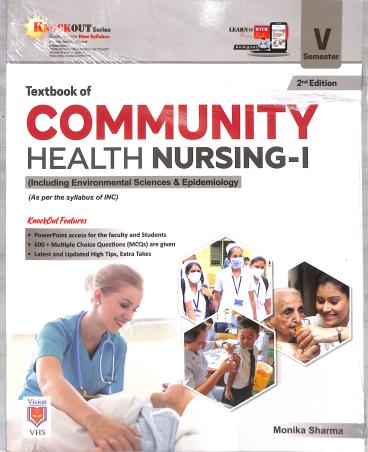 Book cover number 1 for Textbook Of Community Health Nursing 1 Semester 5 (Knockout Series) written by Monika Sharma published by Vision Health Sciences Publisher
