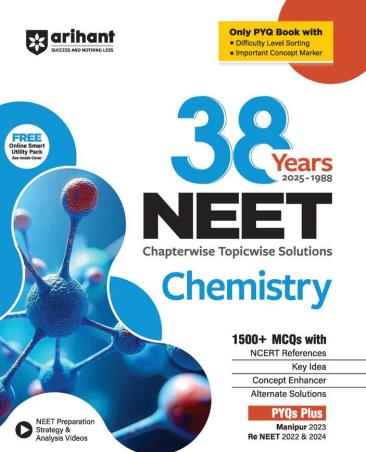Book cover number 1 for 38 Years (2025-1988) NEET Chapterwise - Topicwise Solutions Chemistry written by Pooja Yadav published by Arihant Prakashan