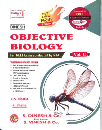Book cover number 2 for Dinesh Objective Biology (Set Of 4 Books) For NEET Exam 140 Edition (2026) written by K. N. Bhatia, K. Bhatia published by S. Dinesh & Co.