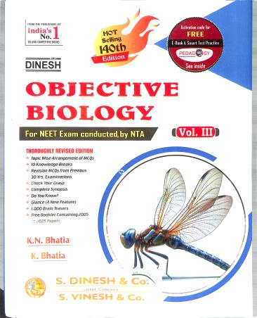 Book cover number 3 for Dinesh Objective Biology (Set Of 4 Books) For NEET Exam 140 Edition (2026) written by K. N. Bhatia, K. Bhatia published by S. Dinesh & Co.