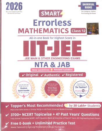 Book cover number 1 for Smart Errorless Mathematics Class 12 IIT-JEE (NTA & JAB) 2026 written by NA published by Universal Book Depot