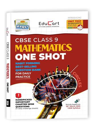 Book cover number 1 for CBSE One Shot Mathematics Class 9 (2025-26) written by Mansi Sharma, Digraj Singh Rajput published by Educart