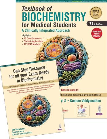 Book cover number 1 for Textbook Of Biochemistry For Medical Students written by D. M. Vasudevan, Sreekumari S, Kannan vaidyanathan published by Jaypee Brothers Medical Publishers (P) Ltd.