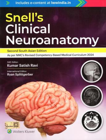Book cover number 1 for Snell's Clinical Neuroanatomy (Second South Asian Edition) written by Kumar Satish Ravi, Rayan Spittgerber published by Wolters Kluwer
