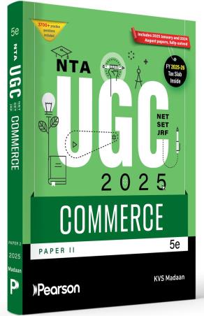 Book cover number 1 for NTA UGC NET/SET/JRF Paper - 2 Commerce (2025) written by K. V. S. Madaan published by Pearson Education
