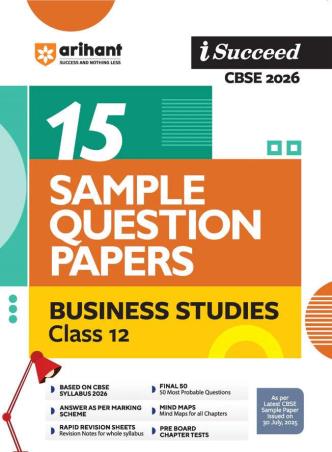 Book cover number 1 for I Succeed 15 Sample Question Papers Business Studies Class 12 (CBSE 2026) written by Arshi Hussain published by Arihant Prakashan