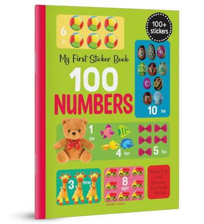 Book cover number 1 for My First Sticker Book 100 Numbers written by NA published by Wonder House