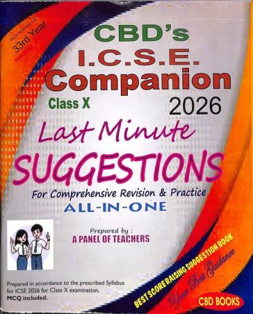 Book cover number 1 for CBDs ICSE Companion Last Minute Suggestion Papers Class 10 (2026) written by NA published by CBD Books