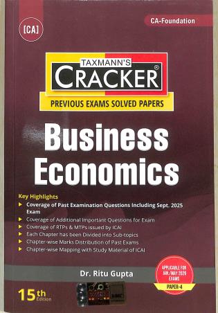 Book cover number 1 for Taxmann's Cracker Business Economics ( Jan. / May 2026 Exams Paper-4) written by Ritu Gupta published by Taxmann Publications Pvt. Ltd.