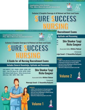 Book cover number 1 for Sure Success Nursing Volume 1 & 2 written by Shiv Shankar Tyagi, Alisha Talwar, Richa Gangwar published by Jaypee Brothers Medical Publishers (P) Ltd.