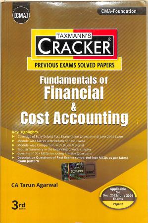 Book cover number 1 for Taxmann's Cracker Fundamentals Of Financial & Cost Accounting (Dec 2025 / June 2026 Exams Paper 2) written by Tarun Agarwal published by Taxmann Publications Pvt. Ltd.