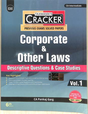 Book cover number 1 for Taxmann's Cracker Corporate & Other Laws Vol.1 & 2 (Descriptive Questions & Case Studies) written by Pankaj Garg published by Taxmann Publications Pvt. Ltd.