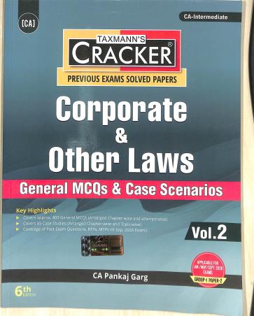 Book cover number 2 for Taxmann's Cracker Corporate & Other Laws Vol.1 & 2 (Descriptive Questions & Case Studies) written by Pankaj Garg published by Taxmann Publications Pvt. Ltd.