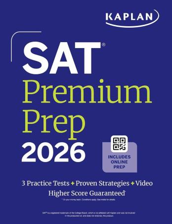 Book cover number 1 for SAT Premium Prep 2026 written by NA published by Kaplan Publishing
