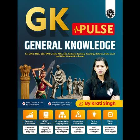 Book cover number 1 for GK Pulse General Knowledge written by Krati Singh published by Physicswallah Private Limited
