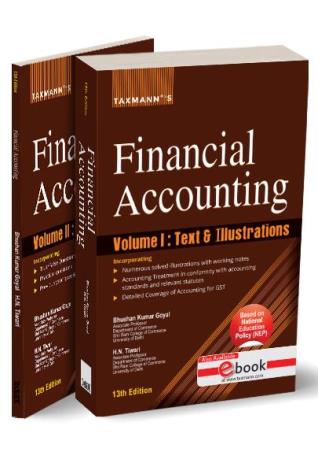 Book cover number 1 for Taxmann's Financial Accounting Volume 1 & 2 written by Bhushan Kumar Goyal, H. N. Tiwari published by Taxmann Publications Pvt. Ltd.