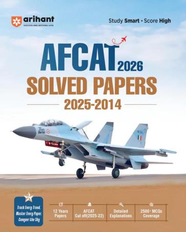 Book cover number 1 for AFCAT 2026 Solved Papers (2025–2014) written by NA published by Arihant Publications (India) Limited