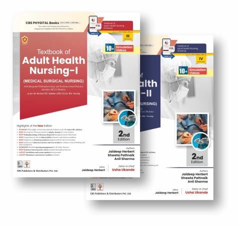 Book cover number 1 for Textbook Of Adult Health Nursing-1 & 2 written by Anil Sharma, Jaideep Herbert, Usha Ukande published by CBS Publishers & Distributors Pvt. Ltd.