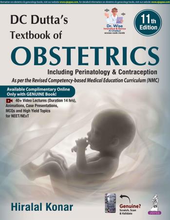 Book cover number 1 for DC Dutta’s Textbook Of Obstetrics Including Perinatology & Contraception (11th Edition) written by Hiralal Konar published by Jaypee Brothers Medical Publishers (P) Ltd.