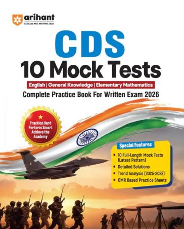Book cover number 1 for CDS 10 Mock Tests Complete Practice Book for Written Exam 2026 written by Rakesh Pandey, Ravi Shashank, Avanindra Updadhay published by Arihant Publications (India) Limited
