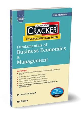 Book cover number 1 for Taxmann's Cracker Fundamentals of Business Economics & Management (Paper 4) written by Leena Lalit Parakh published by Taxmann Publications Pvt. Ltd.