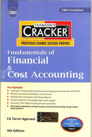 Book cover number 1 for Taxmann's Cracker Fundamentals Of Financial & Cost Accounting (Paper 2) written by Tarun Agarwal published by Taxmann Publications Pvt. Ltd.