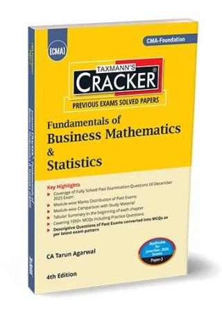 Book cover number 1 for Taxmann's Cracker Fundamentals Of Business Mathematics & Statistics (Paper 3) written by Tarun Agarwal published by Taxmann Publications Pvt. Ltd.