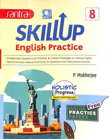 Book cover number 1 for Skillup English Practice 8 written by NA published by Santra Publication Pvt. Ltd