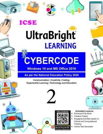 Book cover number 1 for ICSE UltraBright Learning CyberCode Class 2 (Windiows 10 & MS Office 2016) NEP 2020 written by NA published by Deepu Prakashan