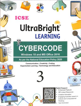 Book cover number 1 for ICSE UltraBright Learning CyberCode Class 3 (Windiows 10 & MS Office 2016) NEP 2020 written by NA published by Deepu Prakashan