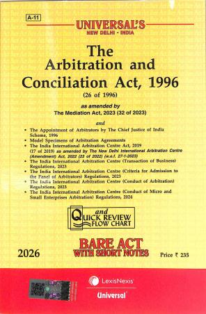 Book cover number 1 for The Arbitration And Conciliation Act, 1996 (26 of 1996) 2026 written by NA published by LexisNexis
