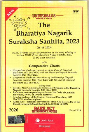 Book cover number 1 for The Bharatiya Nagarik Suraksha Sanhita 2023 (46 To 2023) 2026 written by NA published by LexisNexis