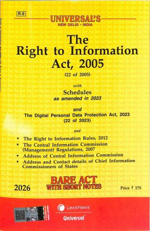 Book cover number 1 for Universal's The Right To Information Act, 2005 (22 To 2005) 2026 written by NA published by LexisNexis