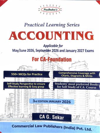 Book cover number 1 for Practical Learning Series - Accounting (For CA Foundation) written by G. Sekar published by Commercial Law Publishers (India) Pvt. Ltd.