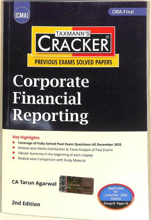 Book cover number 1 for Taxmann's CRACKER Corporate Financial Reporting (June Dec 2026 Exams) Group 14 Paper 18 written by Tarun Agarwal published by Taxmann Publications Pvt. Ltd.