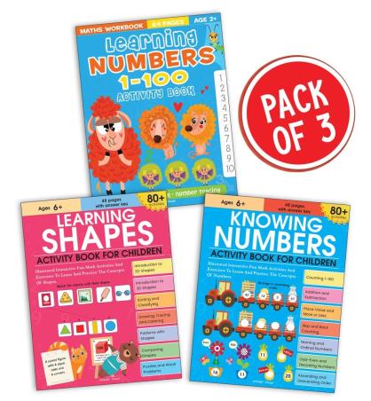 Book cover number 1 for Math Activity Books (Pack Of 3) written by NA published by Wonder House