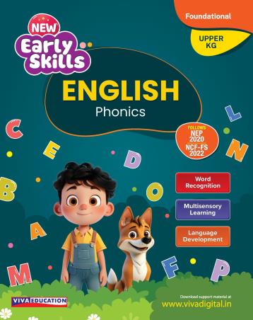 Book cover number 1 for New Early Skills : English Phonics Upper KG (Foundational) NEP 2020 / NCF FS 2022 written by NA published by Viva Education
