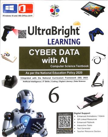 Book cover number 1 for Ultra Bright Learning Cyber Data With AI 6 (Computer Science Textbook) NEP 2020 / NCF SE 2023 written by NA published by Deepu Prakashan