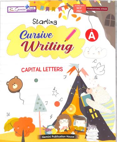 Book cover number 1 for Staring Cursive Writing A (Capital Letters) NCF 2023 Foundational Stage written by NA published by Gemini Publication House