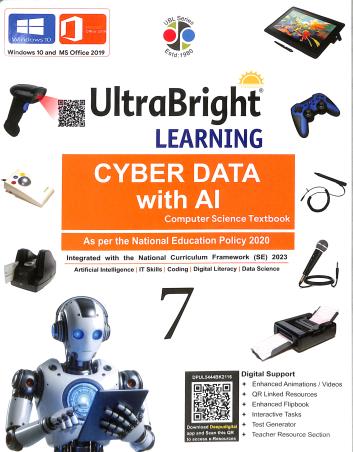 Book cover number 1 for Ultra Bright Learning Cyber Data With AI 7 (Computer Science Textbook) NEP 2020 / NCF SE 2023 written by NA published by Deepu Prakashan