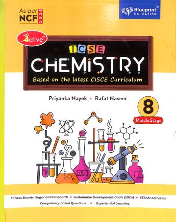 Book cover number 1 for Active Chemistry 8 (ICSE) NCF 2023 Middle Stage written by NA published by Blueprint Education