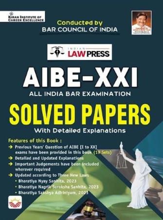 Book cover number 1 for AIBE XXI All India Bar Examination Solved Papers written by NA published by Kiran Institute Of Career Excellence Pvt. Ltd.