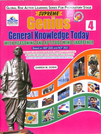 Book cover number 1 for Supreme Genius General Knowledge Today 4 (NEP 2020 And NCF 2023) Preparatory Stage written by NA published by Global Rise Publications